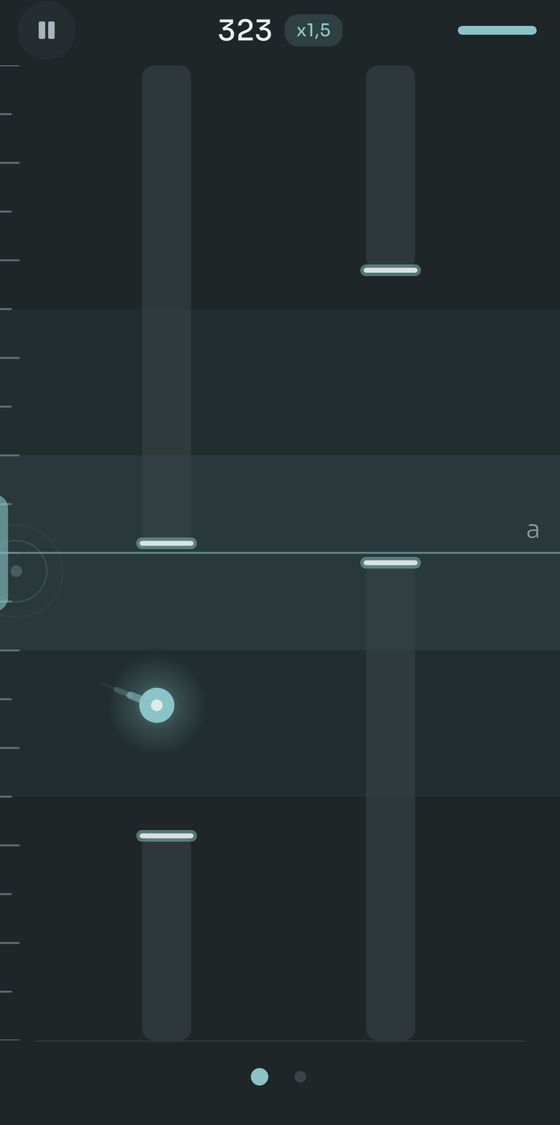 Humming Bird, das Spiel, in dem du einen gehaltenen Ton durch die Lücken steuerst