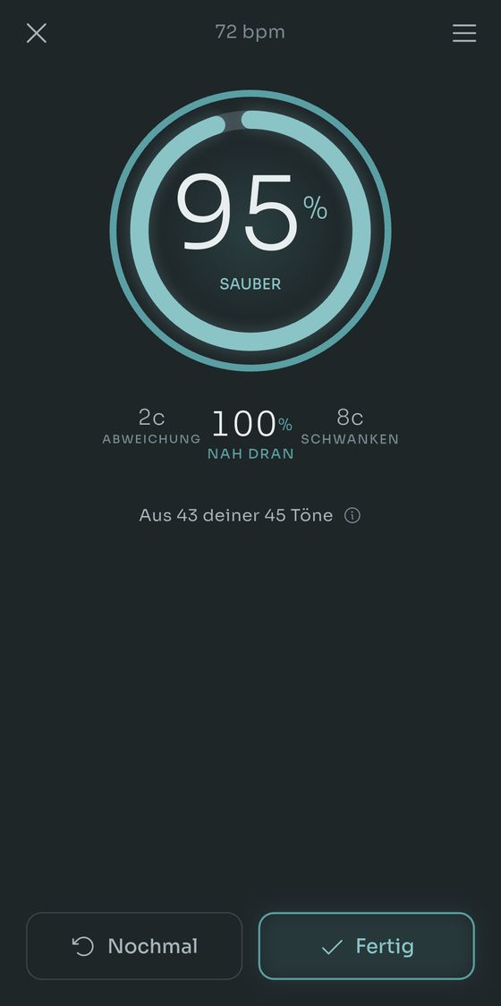 Die Bewertung am Ende einer Tonleiter: wie viel sauber saß