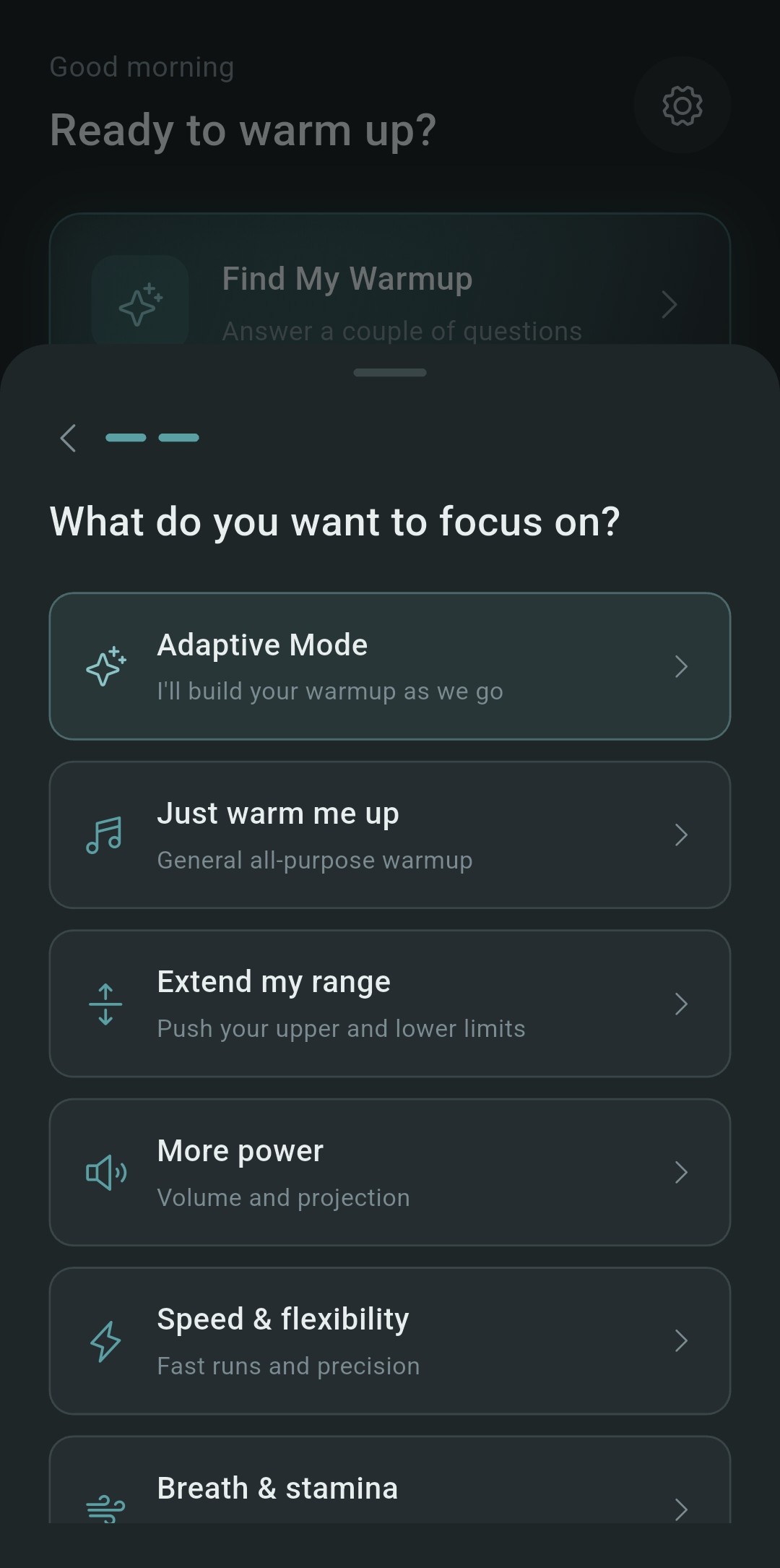 Find My Warmup - Adaptive Mode