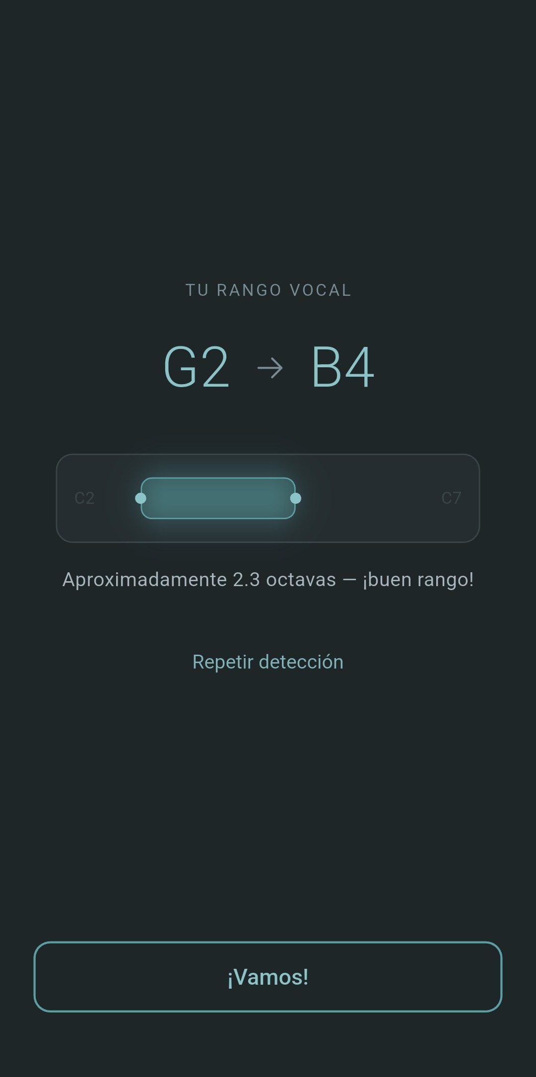 Rango vocal establecido