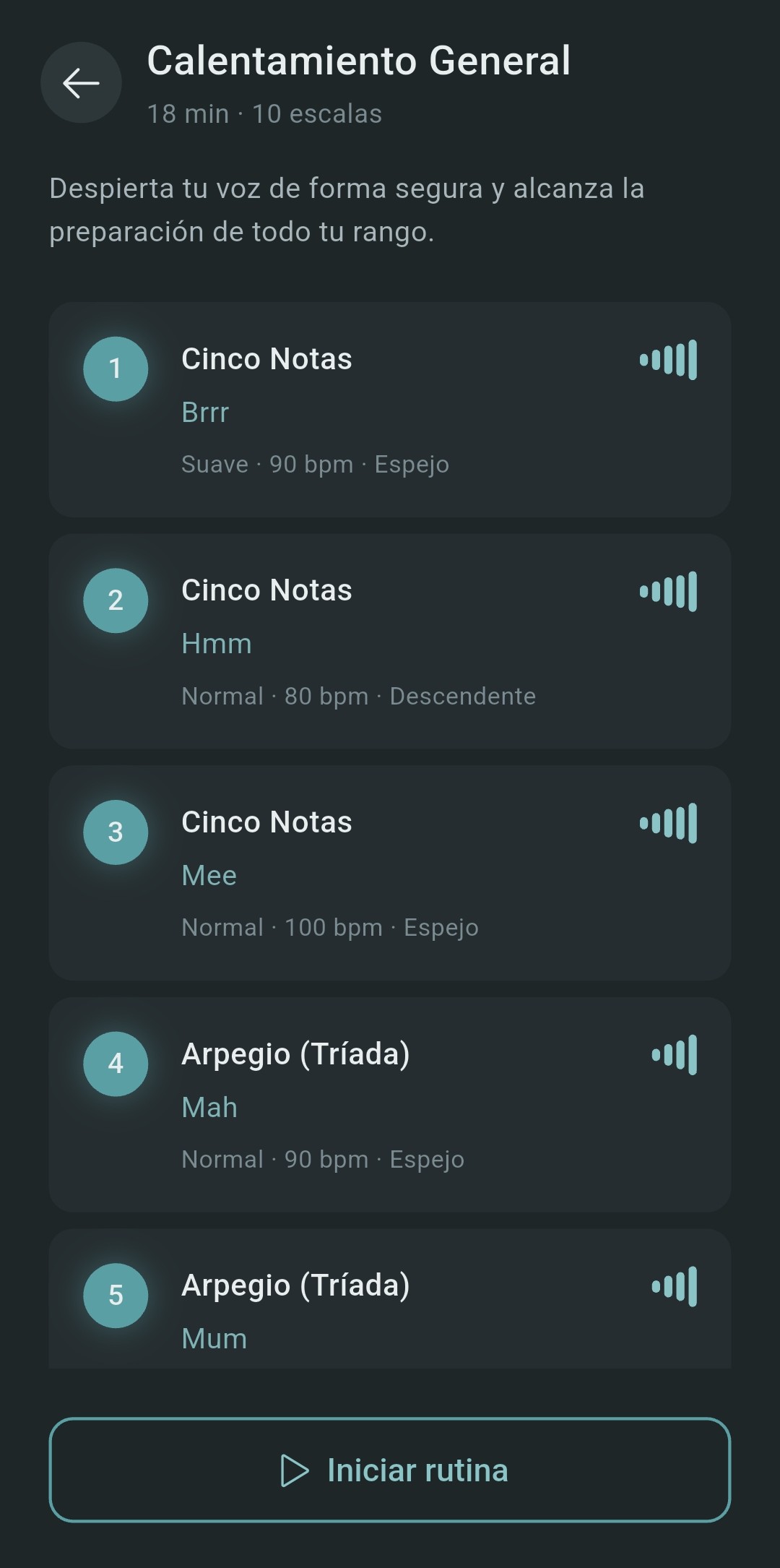 Descripcion de rutina