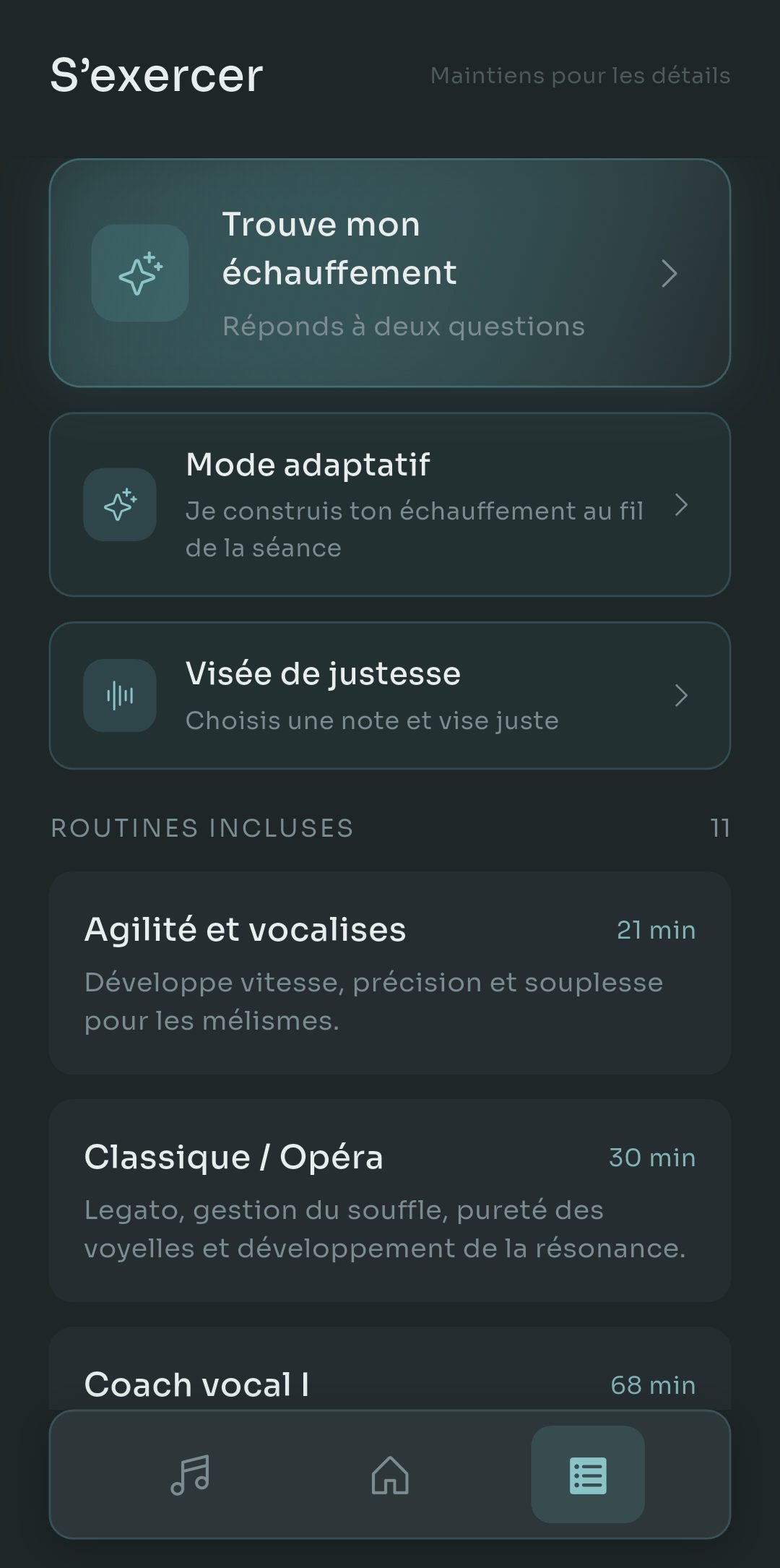 Toutes les routines