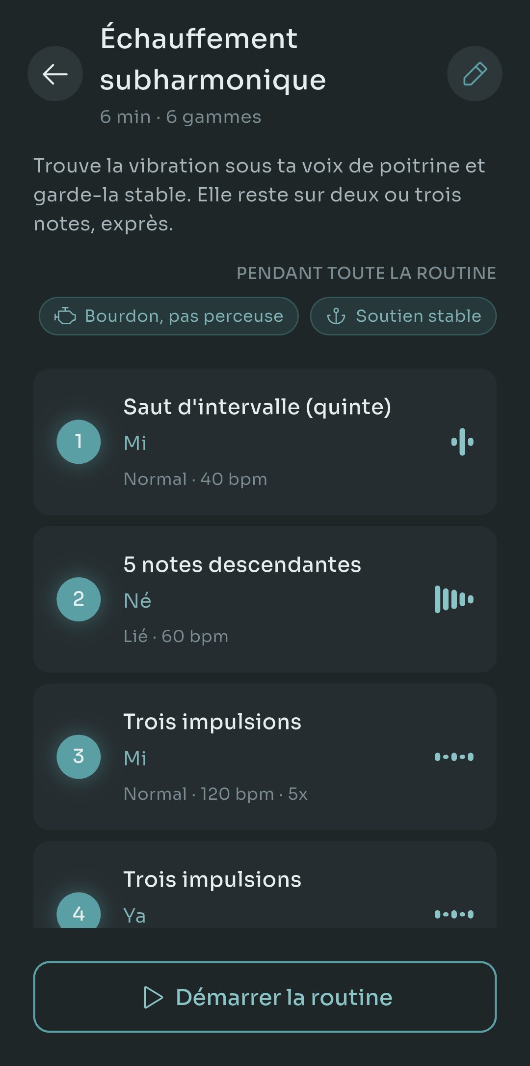 Description d'une routine