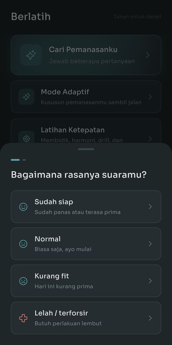 Cari Pemanasanku menanyakan kondisi suaramu