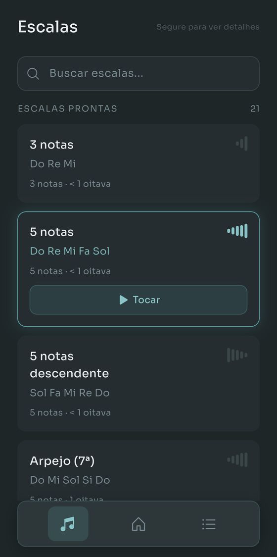 A lista de escalas